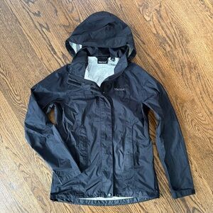 Marmot Precip Eco Black Lightweight Rain Hoodie Jacket Women's Size Small